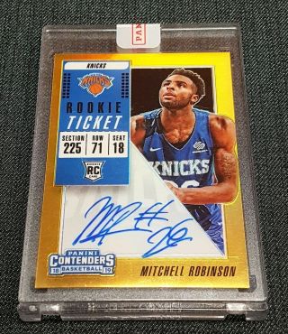 Mitchell Robinson 2018 - 19 Contenders Rookie Gold Auto Autograph 6/10