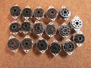 17) Vintage Black 8 Pin Octal Vacuum Tube Sockets Nos Made In The Usa Cinch