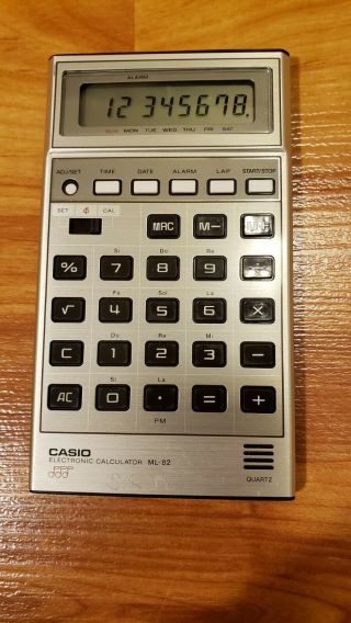 Vintage 1980s Casio ML - 82 Melody Calculator With Keyboard Tunes Musical Clock 3