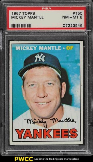 1967 Topps Mickey Mantle 150 Psa 8 Nm - Mt