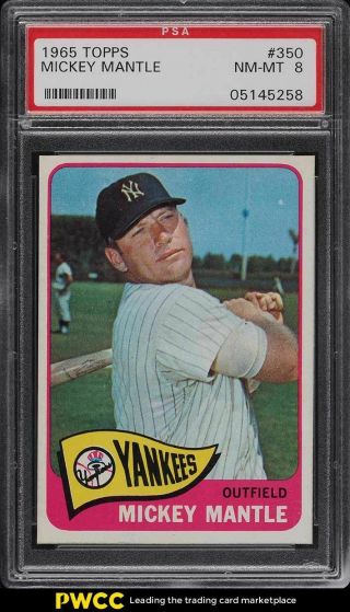 1965 Topps Mickey Mantle 350 Psa 8 Nm - Mt