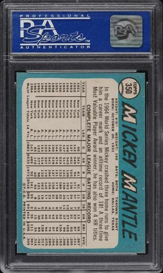 1965 Topps Mickey Mantle 350 PSA 8 NM - MT 2