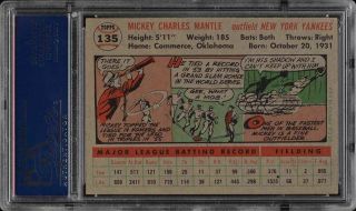 1956 Topps Mickey Mantle 135 PSA 6 EXMT 2