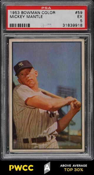 1953 Bowman Color Mickey Mantle 59 Psa 5 Ex (pwcc - A)