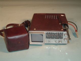 Vintage Emerson Vr22 Am - Fm Radio Micro Tv Portable W/ Tv Screen Extension & Case