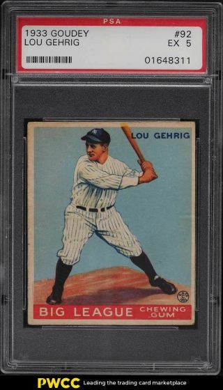 1933 Goudey Lou Gehrig 92 Psa 5 Ex