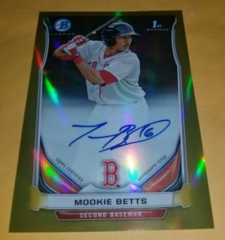 2014 Bowman Chrome Mookie Betts Gold Refractor /50 Rc Auto