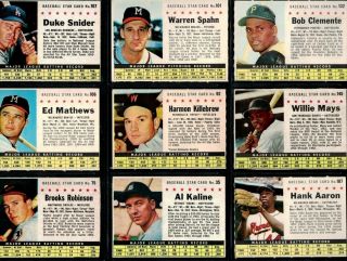 1961 Post Cereal Baseball Complete Set EX - MT (w/4 PSA 8 NM - MT) $200 Price Drop 3