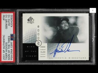 2001 Tiger Woods Sp Authentic Sign Of The Times Psa 10 Auto 10 Dna Rc