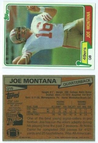 1981 TOPPS JOE MONTANA ROOKIE CARD RC ART ARTWORK SAN FRANCISCO 49ers 2