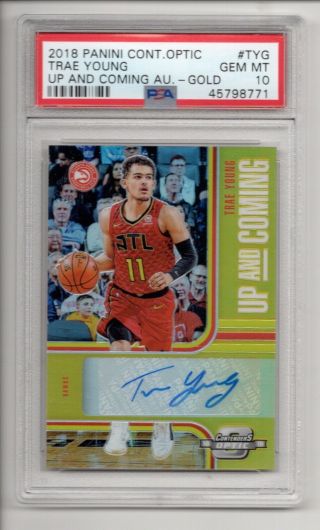 Trae Young Auto Rc 2018 - 19 Contenders Optic Up And Coming Gold Holo /10 Psa 10