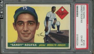 1955 Topps 123 Sandy Koufax Dodgers RC Rookie HOF PSA 6 