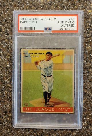 1933 World Wide Gum Babe Ruth 80 Rc Sp Psa Authentic,  Canadian Goudey Nm Rare