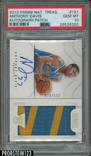 2012 - 13 National Treasures Anthony Davis Rpa Rc Patch Auto /199 Psa 10 Flawless