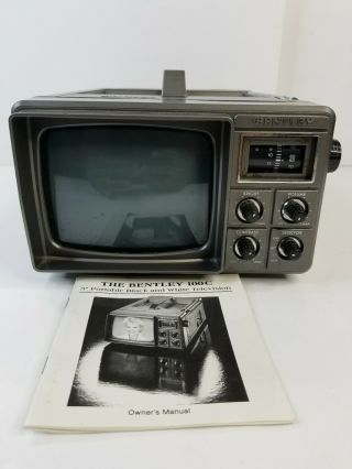 Vintage Bentley 100c 5” Portable Black & White Tv Receiver (battery Operated)