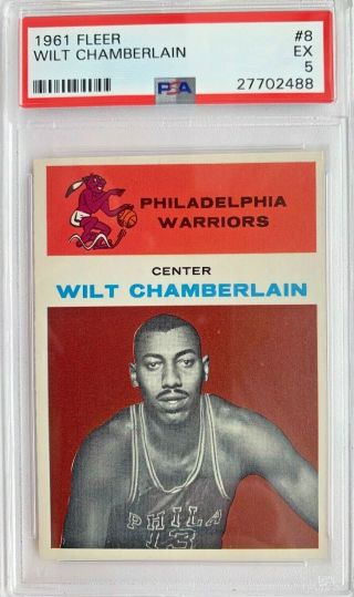 1961 Fleer Basketball 8 Wilt Chamberlain Rc Rookie Hof Psa 5 (investment Card)