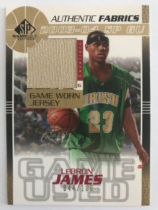 2003 - 04 Sp Authentic Lebron James Fabrics Spgu Jersey Gold Rookie Rc /100