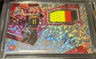 2018 - 19 Spectra Trae Young Neon Pink RPA On Card Auto 4 COLOR PATCH /25 104 2