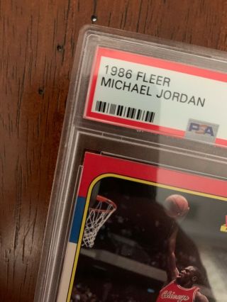 Michael Jordan 1986 Fleer RC Rookie 57 PSA 6 EX - MT 3
