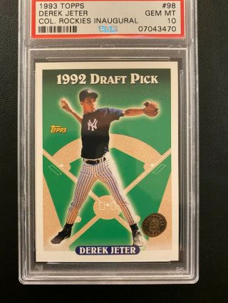 1993 Topps Derek Jeter Colorado Rockies Inaugural Rookie Card Psa 10 Pop 66 Rare