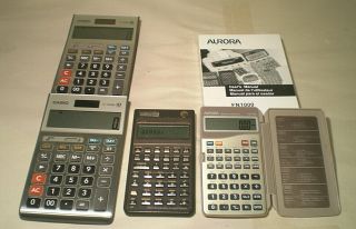 (4) Calculators Casio Jf - 100bm Hewlett Packard 14b Anniversary Aurora Fn1000