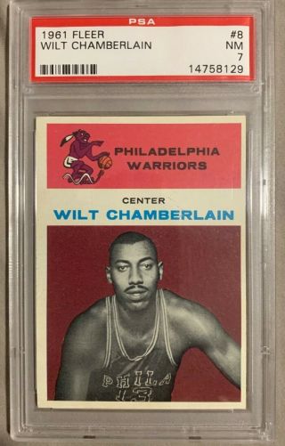 Wilt Chamberlain 1961 - 62 Fleer Rc Rookie Card Psa 7 Near Warriors 8