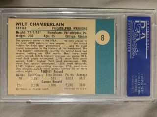 Wilt Chamberlain 1961 - 62 Fleer RC ROOKIE Card PSA 7 Near Warriors 8 2