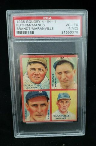 1935 Goudey 4 In 1 Near Complete Set 35/36 Babe Ruth Psa 4 Greenberg Look