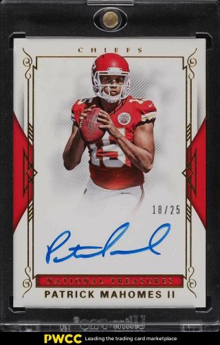 2017 National Treasures Gold Patrick Mahomes Ii Rookie Rc Auto /25 Rs - 2pm