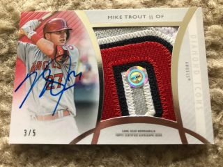 2017 Topps Diamond Icons Mike Trout Jumbo Patch Relic Autograph Auto 3/5.