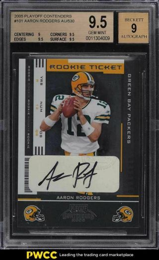 2005 Playoff Contenders Aaron Rodgers Rookie Rc Auto 101 Bgs 9.  5 Gem