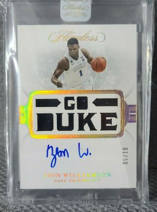2019 - 20 Panini Flawless 101 Zion Williamson Rc Rookie Rpa Patch Auto 05/10