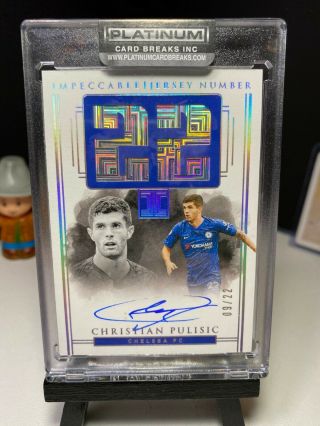 2019 - 20 Impeccable Soccer Christian Pulisic Jersey Numbers Autograph 9/22 Auto
