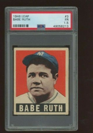 1948 Leaf 3 Babe Ruth Psa 1.  5 York Yankees Centered Great Eye Appeal