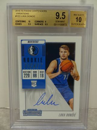 Bgs 9.  5 2018 - 19 Panini Contenders Variations 122 Luka Doncic Rc On Card Auto