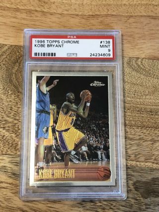 Kobe Bryant 1996 - 97 Topps “chrome” Rookie Card 138 Rc Lakers Psa (great Color)