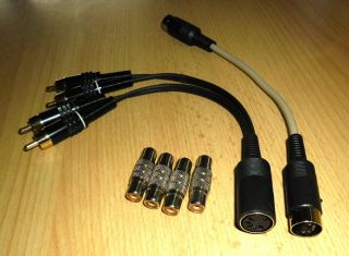 3 - 5 pin DIN - RCA - DIN 2 - way Play - Rec In - Out Male - Female Phono Aux Line cable set,  G 2