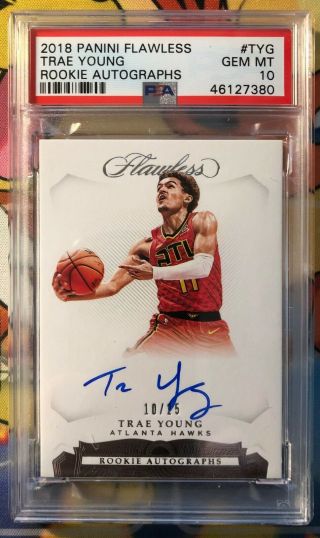 Trae Young 2018 - 19 Flawless Rookie Autograph On Card 10/25 Psa10 Gem Pop 1