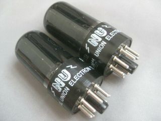 Pair Nu National Union 6sl7gt Black Glass Tubes 1952 Matched Codes 5226