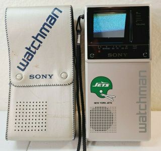 1983 Sony Watchman Fd - 20a Portable Tv Vhf Uhf W/ Case