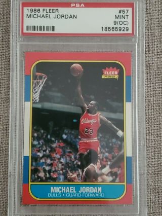 1986 Fleer Basketball 57 Michael Jordan Rc Rookie Psa 9 (oc) High End