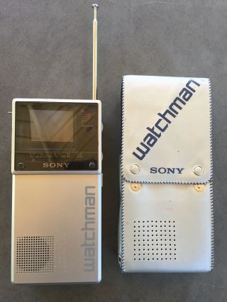 1983 Sony Watchman Fd - 20a Portable B&w Tv Vhf Uhf Fine