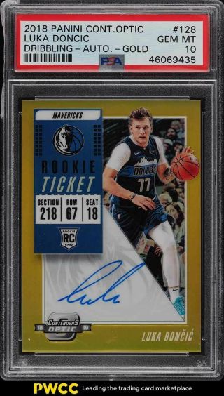 2018 Panini Contenders Optic Gold Luka Doncic Rookie Rc Auto /10 Psa 10 Gem