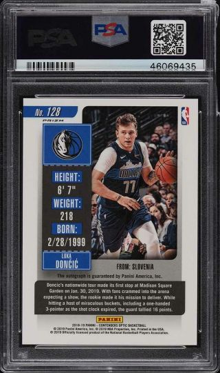 2018 Panini Contenders Optic Gold Luka Doncic ROOKIE RC AUTO /10 PSA 10 GEM 2