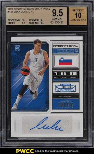 2018 Panini Contenders Draft Luka Doncic Rookie Rc Auto 126 Bgs 9.  5 Gem