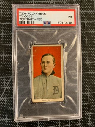 1909 - 11 T206 Polar Bear Ty Cobb Detroit Tigers Baseball Tobacco Card Psa 1 Jp