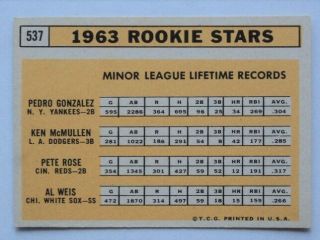1963 Topps 537 Pete Rose Reds RC NRMINT/MINT - FLASH 2