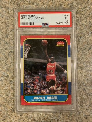 1986 Fleer 57 Michael Jordan Rookie Psa Graded 1.  5