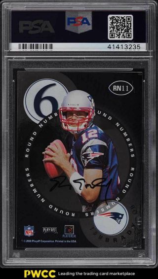 2000 Playoff Contenders Round Numbers Tom Brady Rookie Rc Auto Rn11 Psa 6
