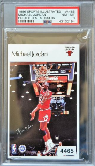 1986 Sports Illustrated Poster Test Stickers 4465 Michael Jordan - Psa 8